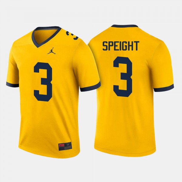 University of Michigan #3 For Men's Wilton Speight Jersey Maize Player College Football